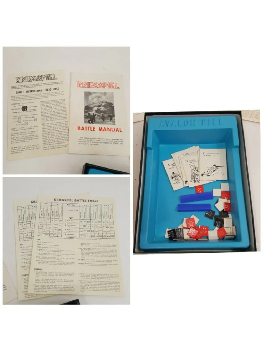 Kriegspiel Military Chess Wargame Avalon Hill 1970 Bookshelf Game 806 Punched